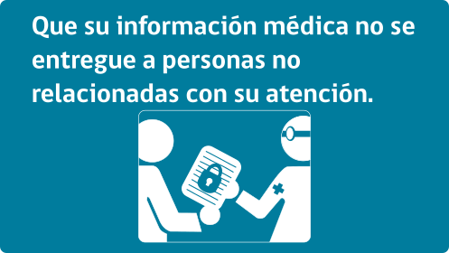 Que su información medica no se entregue a personas no realcionadas con su atención